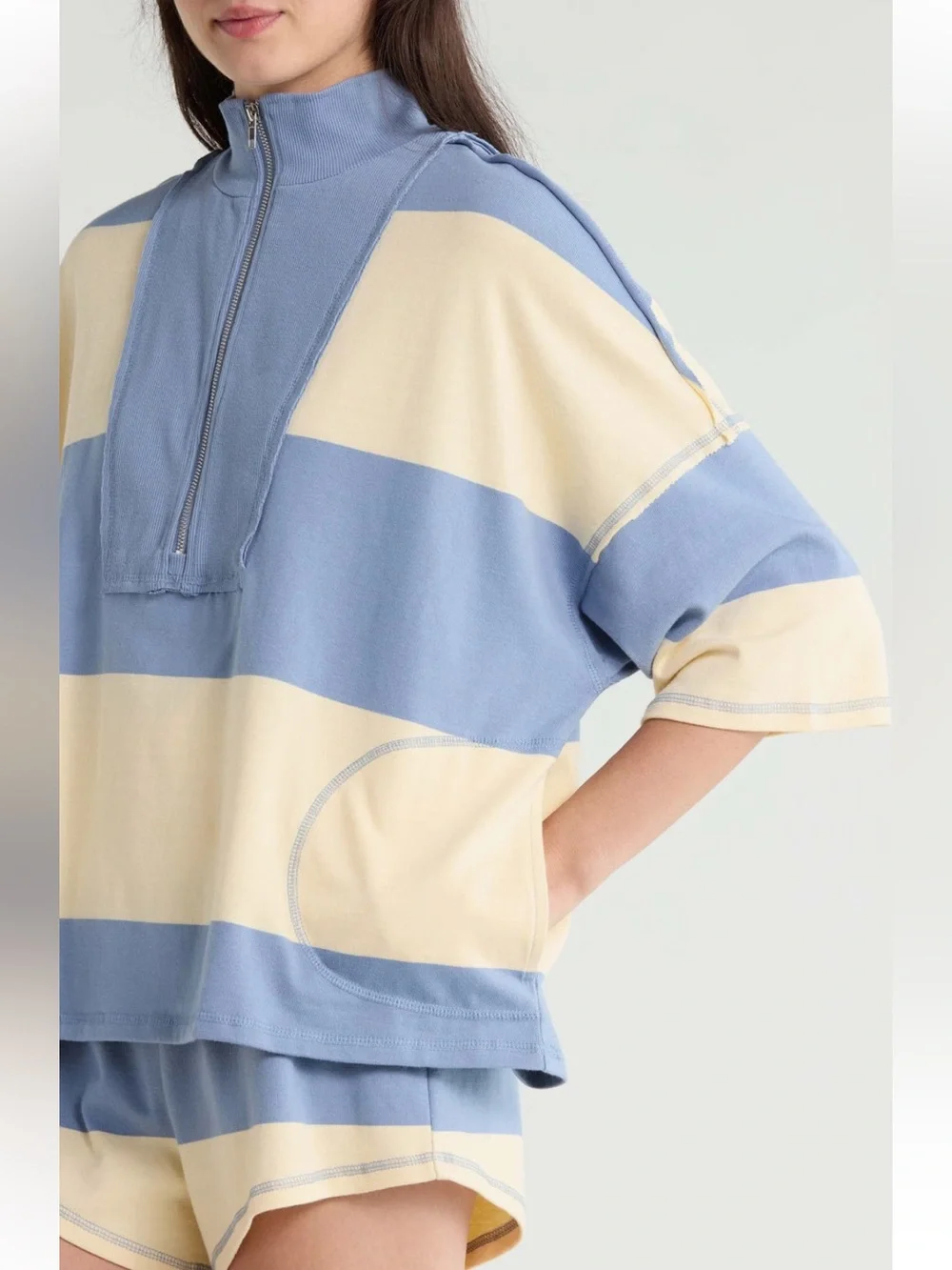 NWT Free People Retro Rugby set in yellow and blue